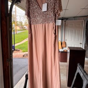 Pink Sequin Top Maxi Dress